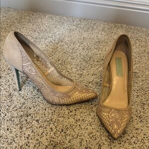Betsey Johnson Beige Lace Heels